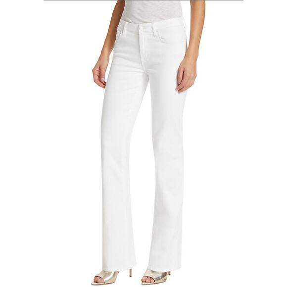 7 For All Mankind Kimmie Mid-Rise Stretch Boot-Cut Jeans White, Size 29